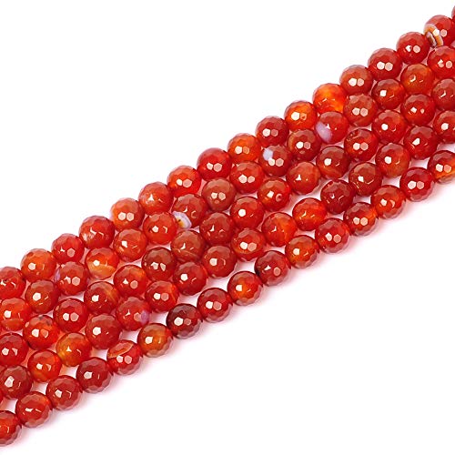 Wunderschöne facettierte Natursteinperlen für Schmuckherstellung, Abstandshalter, lose Perlen, DIY-Halsketten, Armbänder (rote Agata, 10 mm) von LOSKOSSLTDD1