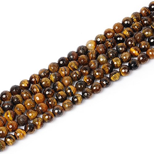 Wunderschöne facettierte Natursteinperlen zur Schmuckherstellung, Abstandshalter, lose Perlen, DIY, Halsketten, Armbänder, (Tigerauge, 12 mm) von LOSKOSSLTDD1