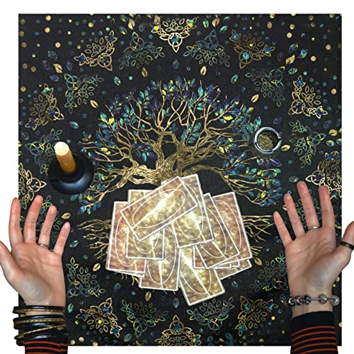 LOSOO Altar Tarot Kartentuch | Baum des Lebens Tarot Tischdecke,Tarotkarten Weissagung Tischdecke Wandteppich für Tarot Liebhaber Magier, mysteriöse Hexerei Zubehör von LOSOO