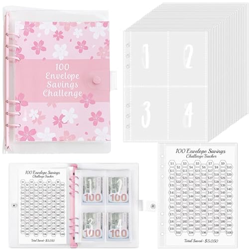 LOSVIP # "100 Tage Challenge! Loseblatt-Notizbuch 100 Umschläge Challenge Ein Finanzplan, der Ihnen hilft, die Gewohnheit des Sparens zu entwickeln" (Pink, One Size) von LOSVIP
