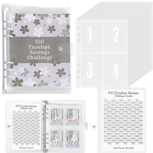 LOSVIP # "100 Tage Challenge! Loseblatt-Notizbuch 100 Umschläge Challenge Ein Finanzplan, der Ihnen hilft, die Gewohnheit des Sparens zu entwickeln" (White, One Size) von LOSVIP