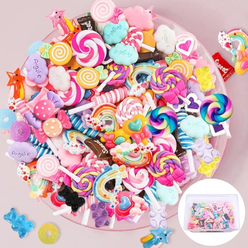 LOSYHU 220 Stück gemischte Schleim-Charms, Kunstharz, künstliche Süßigkeiten-Charms, Kawaii, süßes Set, süße Verzierungen, sortiert, flache Rückseite, Schleim-Perlen für DIY Handwerk und Ornament LOSYHU 220 Stück gemischte Schleim-Charms, Kunstharz, künstliche Süßigkeiten-Charms, Kawaii, süßes Set, süße Verzierungen, sortiert, flache Rückseite, Schleim-Perlen für DIY Handwerk und Ornament von LOSYHU