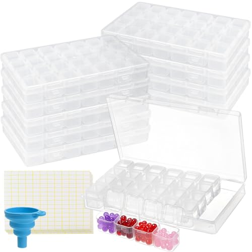 LOSYHU Aufbewahrungsboxen für Diamantmalerei, transparente Kunststoff-Sortierbox mit 28 Fächern, Aufbewahrungsboxen für Schmuck, Diamantkunst, Zubehör, Stickereien, Perlen, Organizer, 10 Stück LOSYHU Aufbewahrungsboxen für Diamantmalerei, transparente Kunststoff-Sortierbox mit 28 Fächern, Aufbewahrungsboxen für Schmuck, Diamantkunst, Zubehör, Stickereien, Perlen, Organizer, 10 Stück von LOSYHU