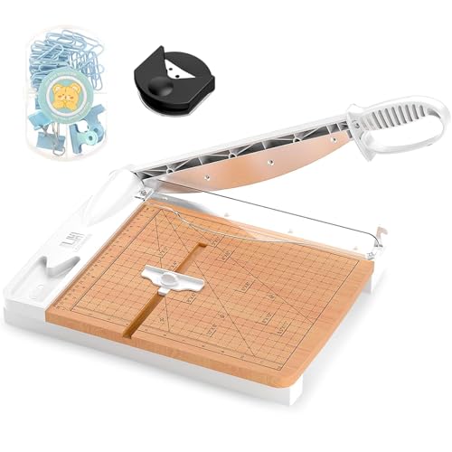 30,5 cm Holzschneidemaschine für Papier, robuster Holzsockel, Papierschneider mit 32 Blatt Papierschneidebrett für Klassenzimmer, Basteln, Karton, Kunstprojekte (weiß) von LOTHANEK
