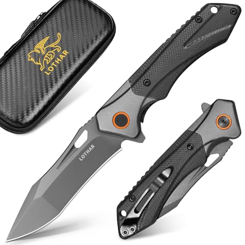 LOTHAR LICH KING mini Klappmesser, 7.4CM Scharfe Taschenmesser aus D2 Stahl, Einhandmesser mit G10 Griff, Messer Outdoor Survival für Camping, Geschenke für Alle (D2-mini-Schwarz) von LOTHAR
