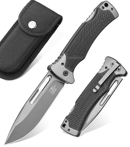 LOTHAR RHINO Zweihandmesser, 10.5cm Großes Klappmesser mit D2 Stahl, G10 Griff Outdoor Messer Survival mit Clip für Camping, Back Lock, Bushcraft, Robust & Langlebig von LOTHAR
