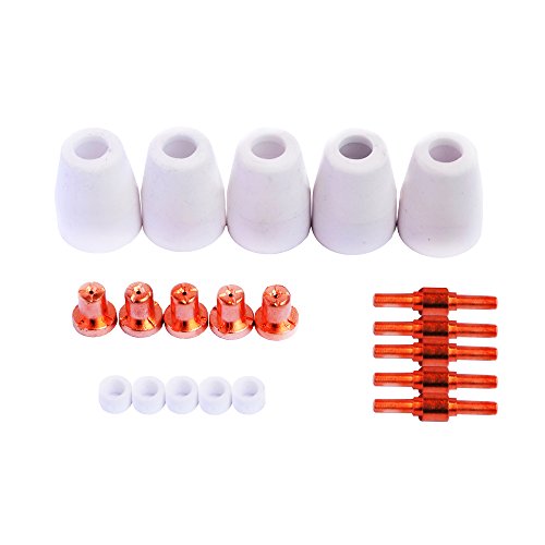 LCON40 s Lotos Rotfarbiger Plasmaschneider Verbrauchsmaterial, Elektroden-Topf und Ring, nur für Lotos Plasma-Schneider: Rot LT5000D, Rot oder Braun, 20 Pieces, Weiß/kupferfarben, 20 von LOTOS