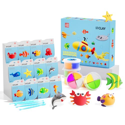 LOUFOR Lufttrocknende Ton-Kits – Modelliermasse für Kinder, ultraleicht und weich, sicher und ungiftig, DIY-Airdryclay-Set mit Modellierwerkzeugen und Tutorials, kreatives Kunsthandwerk, Spielzeug von LOUFOR
