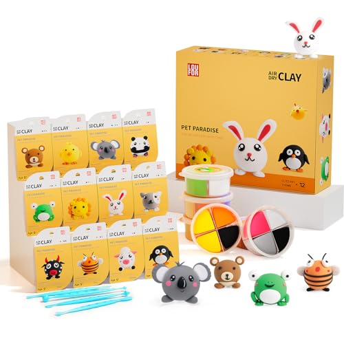 LOUFOR Modelliermasse Lufttrocknend - Lufttrocknender Ton Set, Ultraleichter & Soft, Sicher & Ungiftig, 12 Kisten DIY Magische Knete mit Werkzeugen, Kreative Basteln Spielzeug Geschenke für Kinder LOUFOR Modelliermasse Lufttrocknend - Lufttrocknender Ton Set, Ultraleichter & Soft, Sicher & Ungiftig, 12 Kisten DIY Magische Knete mit Werkzeugen, Kreative Basteln Spielzeug Geschenke für Kinder von LOUFOR