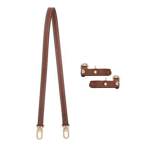 LOUKAYCCI Mini Bags Leder-Schultergurt für Longchamp Mini-Tasche, Nude-Taupe, Gurt-Set (60 cm, Cognac) von LOUKAYCCI