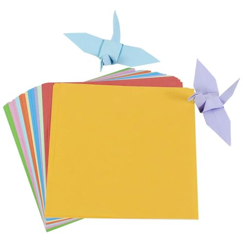 100 Stück 4 Größen Origami-Papier, quadratisch, doppelseitig, faltbar, Glücksbringer, Papierkranich, Basteln, DIY, buntes Scrapbooking von LOUKEKE