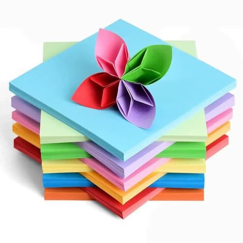 100 Stück quadratisches Origami-Papier, doppelseitig, einfarbig, faltbar, mehrfarbig, handgefertigt, DIY, Scrapbooking, Basteldekor von LOUKEKE