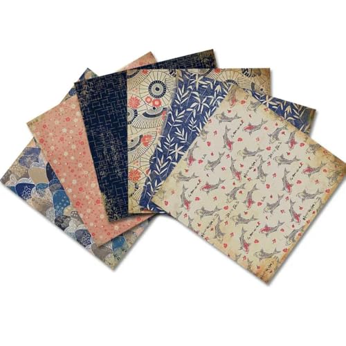 48 Blatt Vintage-Papierblöcke im japanischen Stil, Kunsthintergrund, Origami, Scrapbooking, Kartenherstellung von LOUKEKE