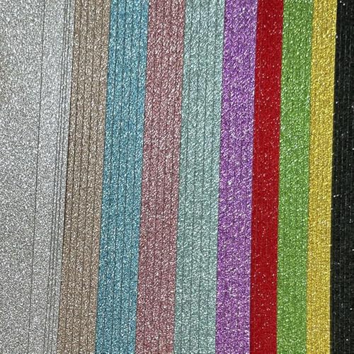50 Blatt Glitzerpapier – 10 Farben, eine Seite fusselfrei – Quadratisch 15 cm, 20 cm, A4 – Zum Basteln, Origami, Scrapbooking, Kartenherstellung von LOUKEKE
