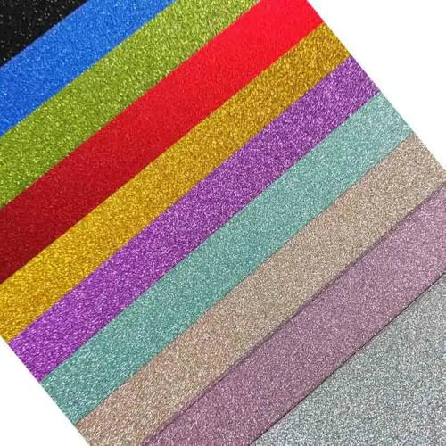 50 Blatt Glitzerpapier – 10 Farben, eine Seite fusselfrei – Quadratisch 15 cm, 20 cm, A4 – Zum Basteln, Origami, Scrapbooking, Kartenherstellung von LOUKEKE