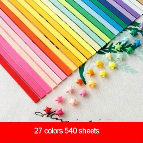 540 Blatt Origami-Sterne, Papierstreifen, 27 Farben, Faltpapier, bunt, doppelseitig, Glücksstern, Origami, DIY, Handkunst, Heimdekoration 540 Blatt Origami-Sterne, Papierstreifen, 27 Farben, Faltpapier, bunt, doppelseitig, Glücksstern, Origami, DIY, Handkunst, Heimdekoration von LOUKEKE