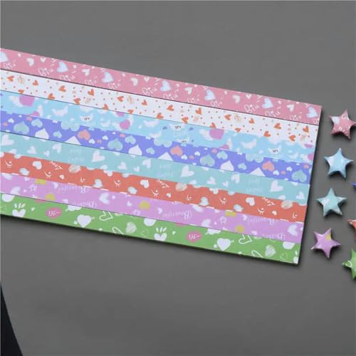 LOUKEKE 540 Blatt Sakura Origami-Sterne Papierstreifen Glücksstern Origami-Dekoration Faltpapier DIY Handkunst Bastelbedarf von LOUKEKE