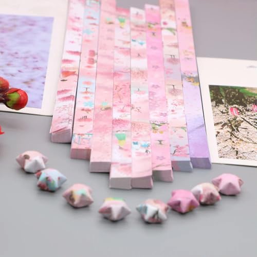 540 Blatt Sakura Origami-Sterne Papierstreifen Glücksstern Origami-Dekoration Faltpapier DIY Handkunst Bastelbedarf von LOUKEKE