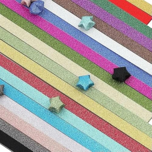 LOUKEKE 720 Blatt Sternpapierstreifen, glitzernde Origami-Sterne, Papier, glänzende Glückssterne, faltbar, für Kunst und Handwerk von LOUKEKE