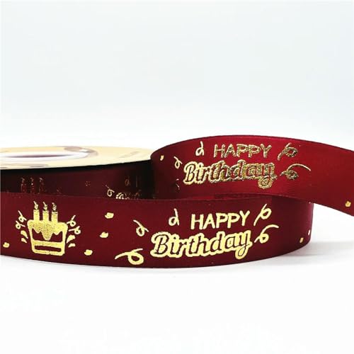 LOUKEKE 1 Rolle 25 mm Happy-Birthday-Band bedrucktes Polyesterband für handgefertigte Design-Geburtstagsdekorationsverpackung LOUKEKE 1 Rolle 25 mm Happy-Birthday-Band bedrucktes Polyesterband für handgefertigte Design-Geburtstagsdekorationsverpackung von LOUKEKE