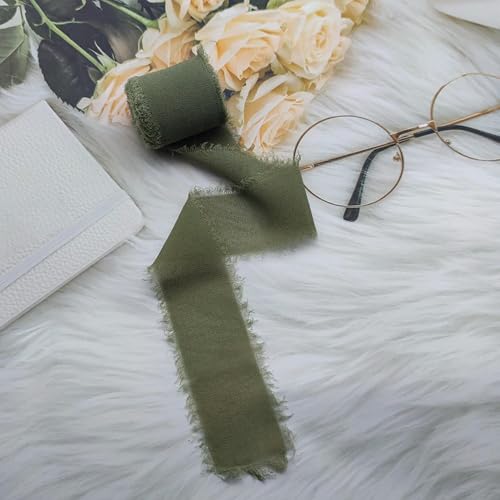 LOUKEKE 1 Rolle Rosen Spitzenband Cinta Chiffon Seidenband Blumen Hochzeitsspitze für Krawatten Handgemachte zerrissene Blumenstrauß-Wrap-Dekoration von LOUKEKE