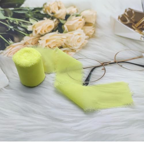 LOUKEKE 1 Rolle Rosen Spitzenband Cinta Chiffon Seidenband Blumen Hochzeitsspitze für Krawatten Handgemachte zerrissene Blumenstrauß-Wrap-Dekoration von LOUKEKE