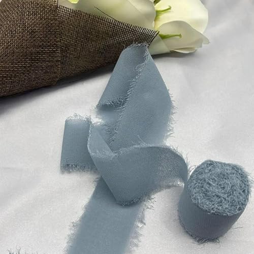 LOUKEKE 1 Rolle Rosen Spitzenband Cinta Chiffon Seidenband Blumen Hochzeitsspitze für Krawatten Handgemachte zerrissene Blumenstrauß-Wrap-Dekoration von LOUKEKE
