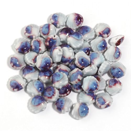 LOUKEKE 10 Stück Keramik-Muschelperlen, Bunte lose Porzellan-Abstandshalterperlen für handgefertigten DIY-Schmuck, Armbänder, Ohrringe, Geschenke, Zubehör LOUKEKE 10 Stück Keramik-Muschelperlen, Bunte lose Porzellan-Abstandshalterperlen für handgefertigten DIY-Schmuck, Armbänder, Ohrringe, Geschenke, Zubehör von LOUKEKE