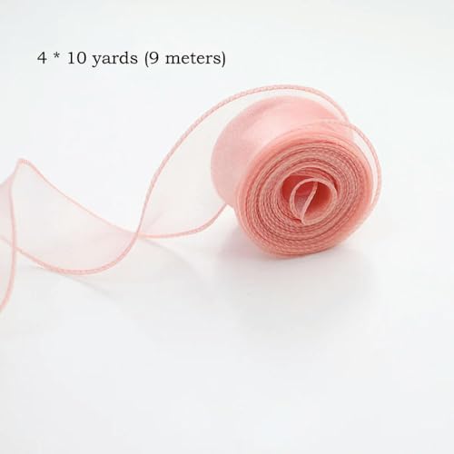 LOUKEKE 10 Yards/Rolle transparentes Chiffonband Organza-Satinbänder zum Verpacken Dekorieren Hochzeitssträuße Kränze Nähzubehör von LOUKEKE