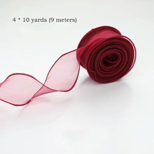 LOUKEKE 10 Yards/Rolle transparentes Chiffonband Organza-Satinbänder zum Verpacken Dekorieren Hochzeitssträuße Kränze Nähzubehör von LOUKEKE