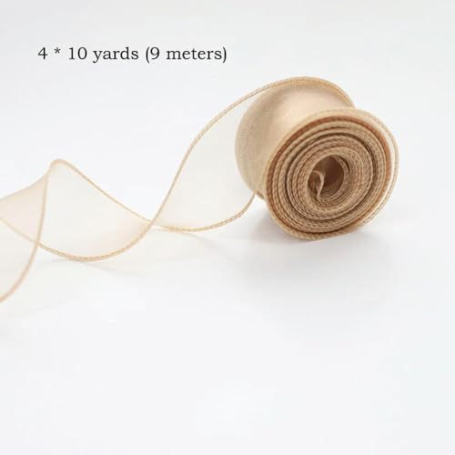 LOUKEKE 10 Yards/Rolle transparentes Chiffonband Organza-Satinbänder zum Verpacken Dekorieren Hochzeitssträuße Kränze Nähzubehör von LOUKEKE