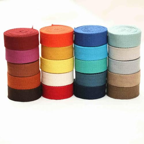 LOUKEKE 10 m 25 mm Canvasband für Gürteltaschen Etikettenband Schrägband Basteln von LOUKEKE