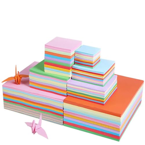 LOUKEKE 100 Stück quadratisches Origami-Papier, doppelseitig, einfarbig, faltbar, Mehrfarbig, handgefertigt, DIY, Scrapbooking, Basteldekor von LOUKEKE