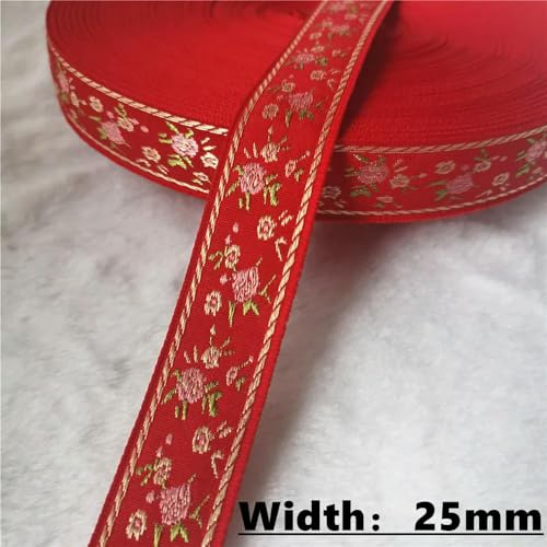 LOUKEKE 50 Yards (10–25 mm) Glitzerndes Jacquardband mit glänzenden Blumen für selbstgemachte Haarschmuckröcke Haustierhalsbänder von LOUKEKE
