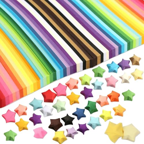 LOUKEKE Mehrfarbiges Origami-Papier mit Sternmotiv, einfarbig, Farbverlauf, Sternpapier, Dekorationspapierstreifen, DIY-Handkunsthandwerk von LOUKEKE