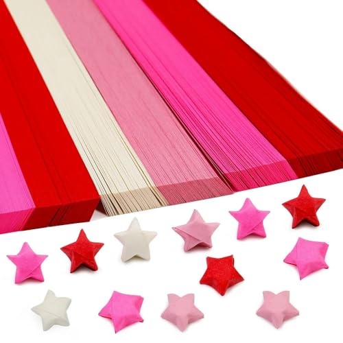 LOUKEKE Mehrfarbiges Origami-Papier mit Sternmotiv, einfarbig, Farbverlauf, Sternpapier, Dekorationspapierstreifen, DIY-Handkunsthandwerk von LOUKEKE