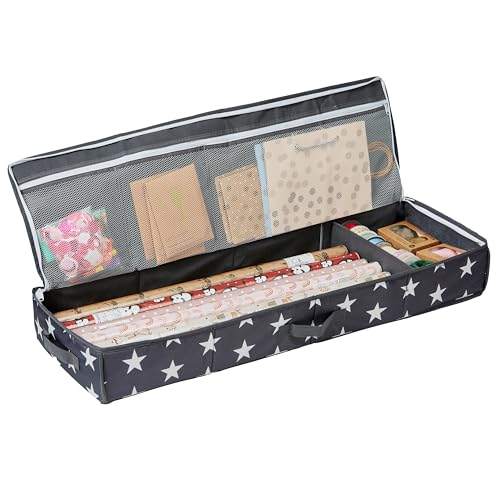 LOVE IT STORE IT Tasche für Geschenkpapier Aufbewahrung - Hochwertiger Geschenkpapier Organizer - Mit Fächern für Geschenkbänder - Grau mit Sternen - 90x30x12 cm LOVE IT STORE IT Tasche für Geschenkpapier Aufbewahrung - Hochwertiger Geschenkpapier Organizer - Mit Fächern für Geschenkbänder - Grau mit Sternen - 90x30x12 cm von LOVE !T STORE !T