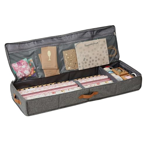 LOVE IT STORE IT Premium Aufbewahrungstasche für Geschenkpapier - Organizer für Geschenkpapierrollen - Mit zusätzlichen Fächern - Verstärkt mit Karton - Grau - 90x30x12 cm von LOVE !T STORE !T