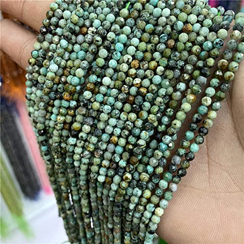 2mm 3mm 4mm Facettierte Naturstein Quarze Kristallperlen Runde Zirkon Aquamarine Perle für DIY Schmuckherstellung Zubehör 15quot; Strand-22 Afrikanischer Türkis, 4 mm, ca. 90 Perlen von LOVEAASAN