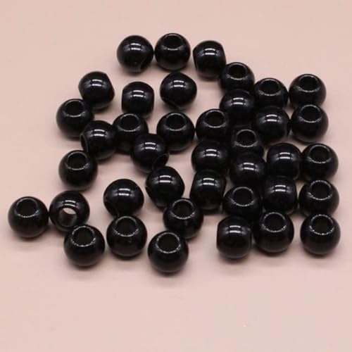 8/10 mm rotes großes Loch, runde Kugel, Zwischenperlen für die Schmuckherstellung, DIY-Schmuckzubehör, Schwarz, 10 mm, 30 Stück 8/10 mm rotes großes Loch, runde Kugel, Zwischenperlen für die Schmuckherstellung, DIY-Schmuckzubehör, Schwarz, 10 mm, 30 Stück von LOVEAASAN