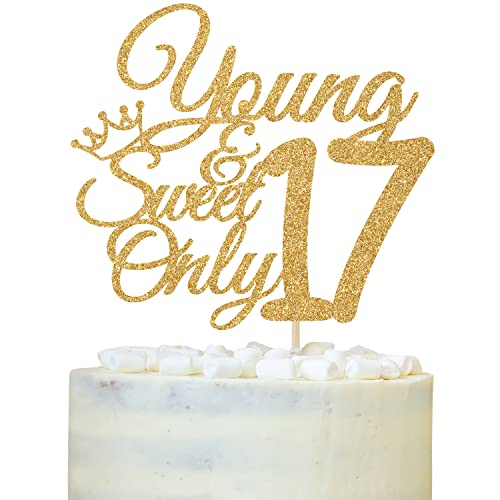 Tortenaufsatz "Young and Sweet Only 43.2 cm, Dancing Queen 17, 17. Geburtstag, Party-Dekorationen für Teenager, Mädchen, Jungen, goldfarbener Glitzer Tortenaufsatz "Young and Sweet Only 43.2 cm, Dancing Queen 17, 17. Geburtstag, Party-Dekorationen für Teenager, Mädchen, Jungen, goldfarbener Glitzer von LOVELY BITON