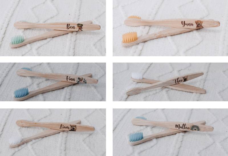Personalisierte Bambuszahnbürste Für Kinder, Kinderzahnbürste Mit Name von LOVELYWILDMOMENTSDE