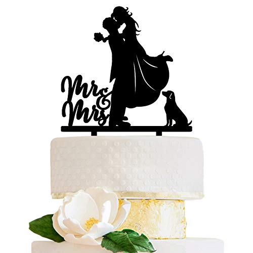 LOVENJOY 5,3" Tortenaufsatz Hochzeit mit Hund Hochzeitstorte Deko, Geschenkverpackung von LOVENJOY