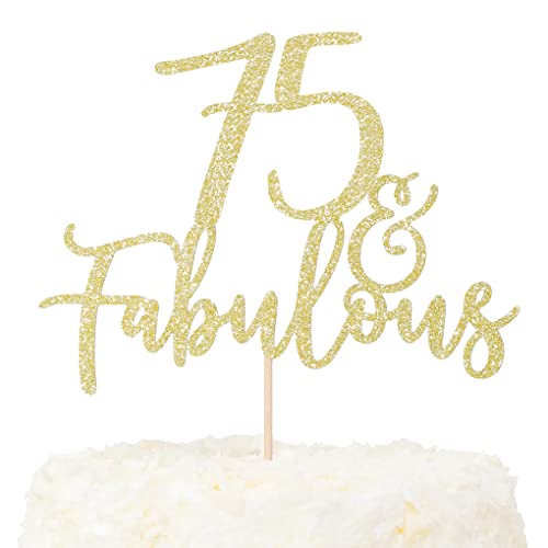 LOVENJOY Tortendeko 75 und Fabulous Geburtstag Gold Glitter 75. Cake Topper für 75th Birthday Party Kuchen Dekoration von LOVENJOY