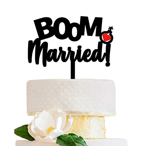 LOVENJOY Boom! Married Tortendeko Hochzeit Cake Topper Lustig Tortenaufsatz für Hochzeitstorte Deko von LOVENJOY
