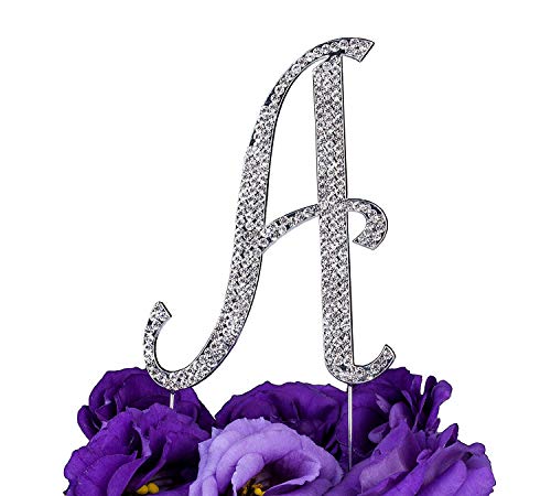 LOVENJOY Cake Topper Hochzeit Personalisierter Buchstabe Letter A Tortendeko Silber Kristall Strass Initiale Hochzeit Verlobung Geburtstag Brautdusche Metall Tortendekoration, Geschenkbox-Packung LOVENJOY Cake Topper Hochzeit Personalisierter Buchstabe Letter A Tortendeko Silber Kristall Strass Initiale Hochzeit Verlobung Geburtstag Brautdusche Metall Tortendekoration, Geschenkbox-Packung von LOVENJOY
