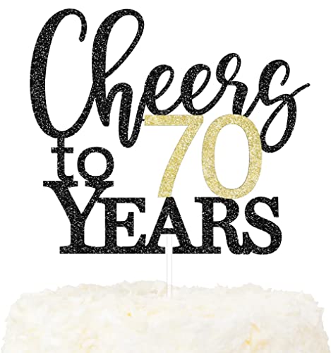 LOVENJOY Cheers to 70 Years Cake Topper Hallo 70. Geburtstag Tortendeko für Happy 70th Birthday Hochzeitstag Party Kuchen Dekoration, Zweiseitiger Glitzer Schwarz und Gold LOVENJOY Cheers to 70 Years Cake Topper Hallo 70. Geburtstag Tortendeko für Happy 70th Birthday Hochzeitstag Party Kuchen Dekoration, Zweiseitiger Glitzer Schwarz und Gold von LOVENJOY