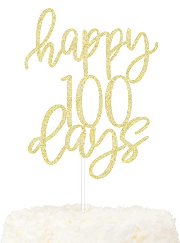 LOVENJOY Happy 100 Days Kuchen Topper Gold Glitter Hundred Days Tortendeko, Jungen Mädchen 100 Tage Partykuchendekoration von LOVENJOY