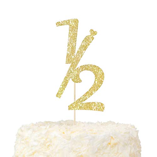 LOVENJOY Happy Half 1/2 Birthday Cake Topper Truly Sparkling 6 Monate Geburtstag Dekoration Gold von LOVENJOY
