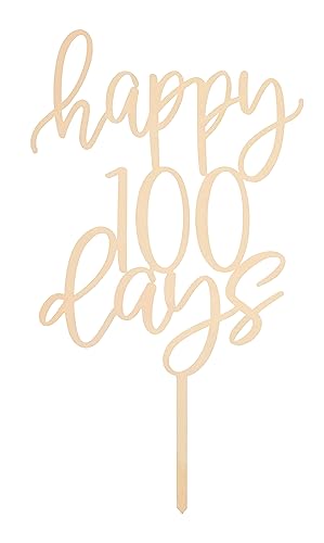 LOVENJOY Kuchendekoration "Happy 100 Days", für Jungen, Mädchen, 100 Tage, rustikales Holz, in Geschenkbox von LOVENJOY